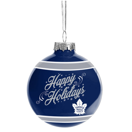 Toronto Maple Leafs NHL Happy Holidays Glass Ball Ornament