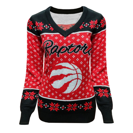 Toronto Raptors Women's V-Neck Ugly Sweater