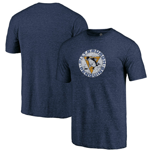 T-shirt tri-mélange primaire vintage vieilli des Penguins de Pittsburgh de la LNH