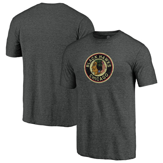 T-shirt tri-mélange primaire vintage vieilli des Blackhawks de Chicago de la LNH