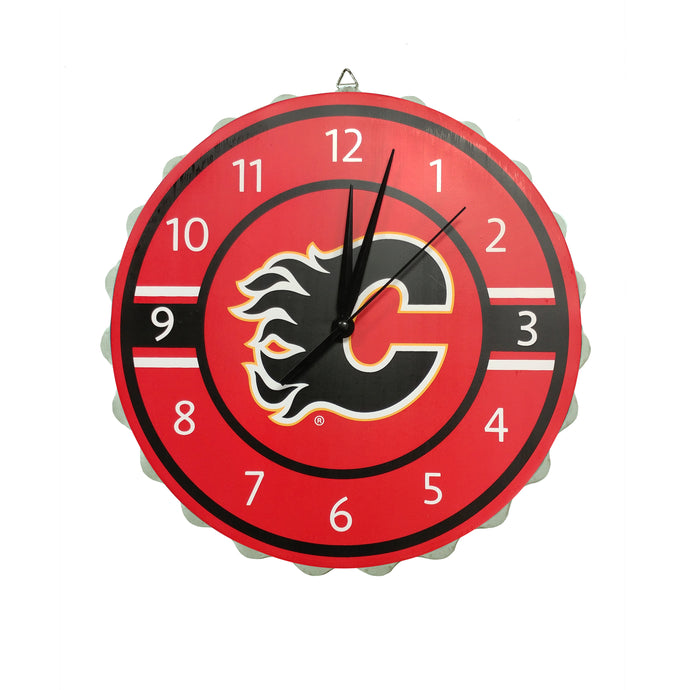 Horloge murale de bouchon de bouteille de la LNH des Flames de Calgary