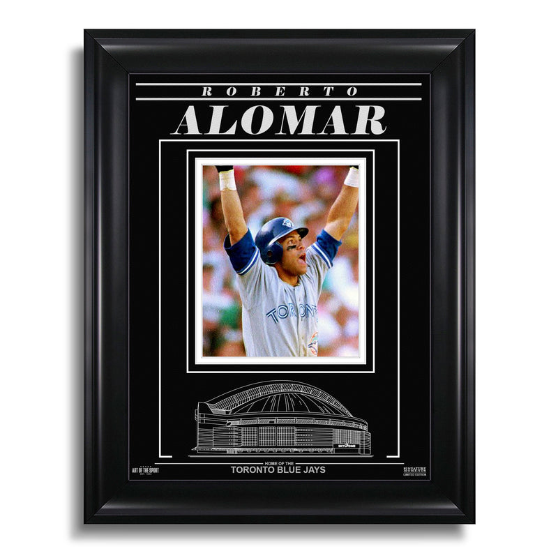 Chargez l&#39;image dans la visionneuse de la galerie, Roberto Alomar Photo encadrée gravée des Blue Jays de Toronto - 1992 ALCS Home Run
