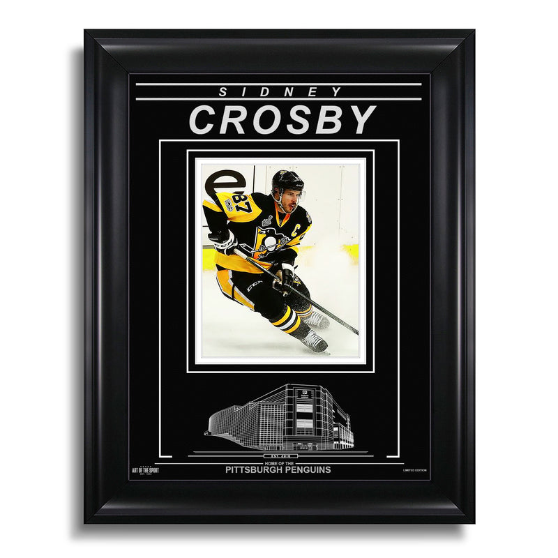 Chargez l&#39;image dans la visionneuse de la galerie, Photo encadrée gravée des Penguins de Pittsburgh de Sidney Crosby - Action Stop
