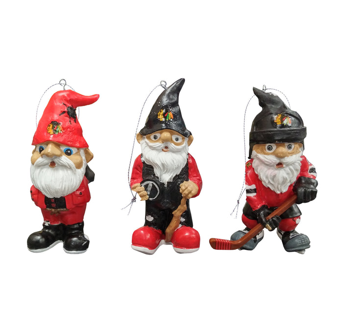 Chicago Blackhawks 3Pk Gnome Ornament Set