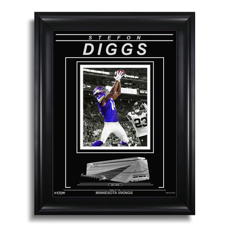 Load image into Gallery viewer, Stefon Diggs Minnesota Vikings Engraved Framed Photo - Action Catch
