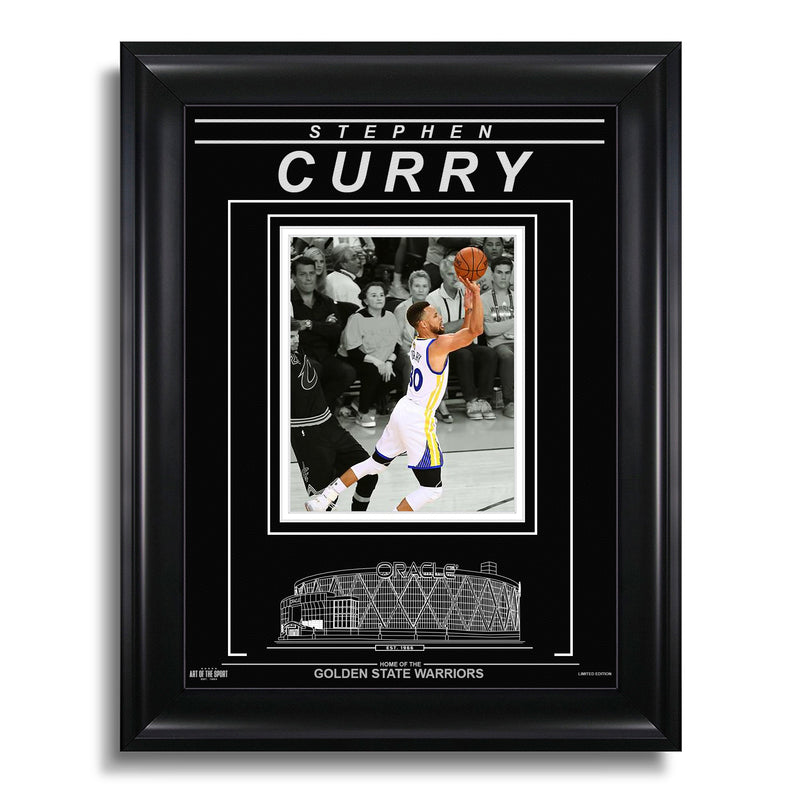 Chargez l&#39;image dans la visionneuse de la galerie, Stephen Curry Golden State Warriors Photo encadrée gravée – Action Spotlight
