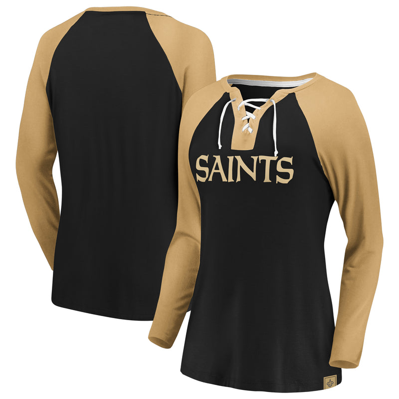 Load image into Gallery viewer, Ladies&#39; New Orleans Saints NFL Fanatics Break Out Play Lace-Up Long Sleeve
