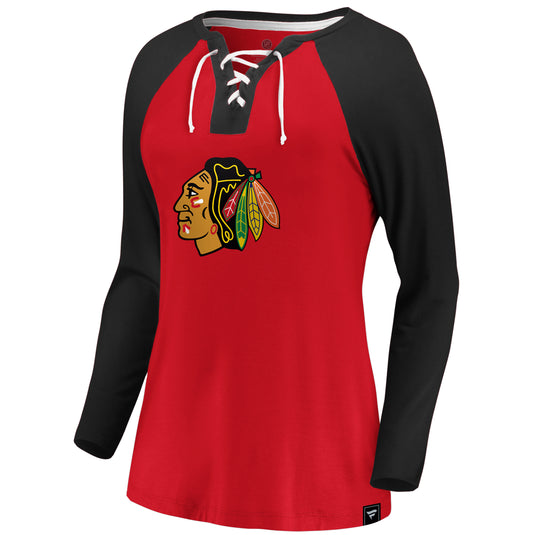 Ladies' Chicago Blackhawks NHL Iconic Break Out Lacing Long Sleeve