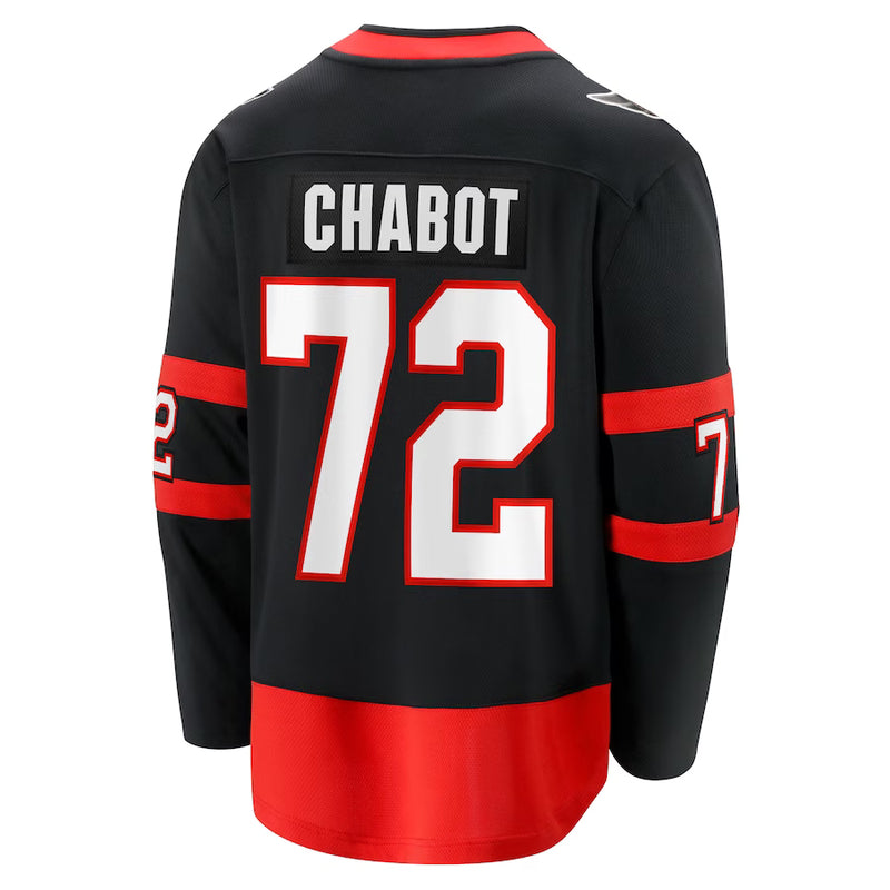 Chargez l&#39;image dans la visionneuse de la galerie, Thomas Chabot Sénateurs d&#39;Ottawa NHL Fanatics Breakaway Noir Maillot Domicile
