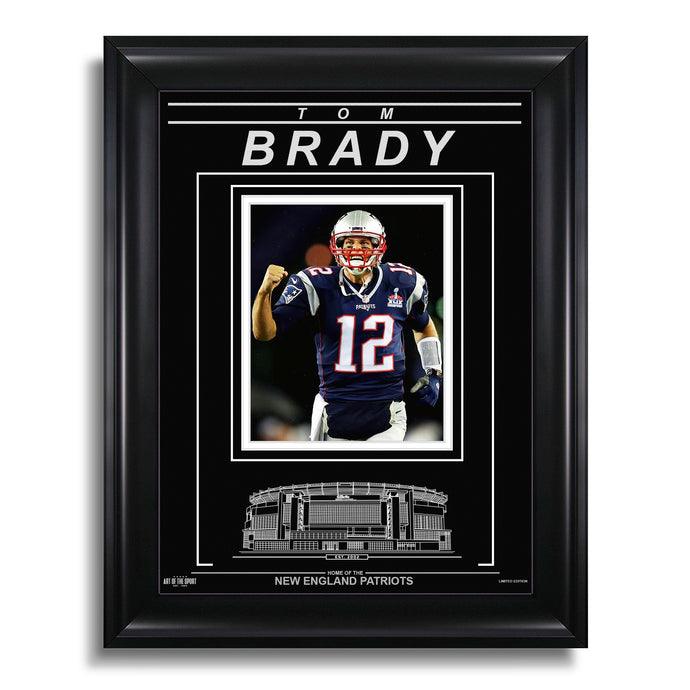 Tom Brady New England Patriots Photo encadrée gravée – Face à l'action