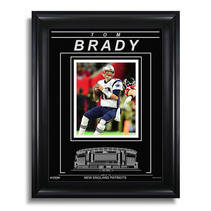 Tom Brady New England Patriots Engraved Framed Photo - Action Super Bowl LI Throw