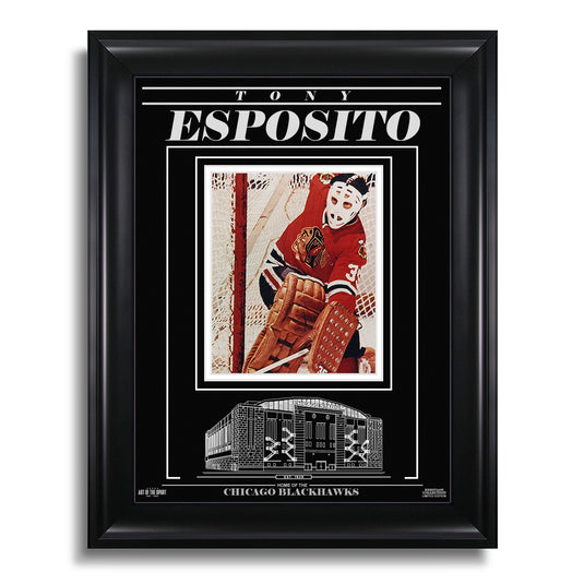 Tony Esposito Chicago Blackhawks Engraved Framed Photo - Action