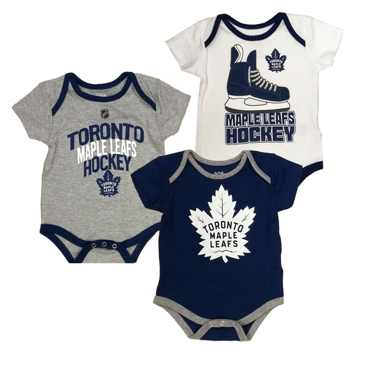 Toronto Maple Leafs Hat Trick 3-Pack Bodysuit