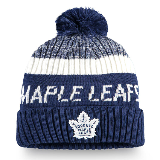 Tuque à pompons en tricot à revers authentique Pro Rinkside des Maple Leafs de Toronto pour jeunes