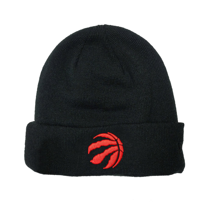 Toronto Raptors NBA Black-On-Black Red Logo Beanie