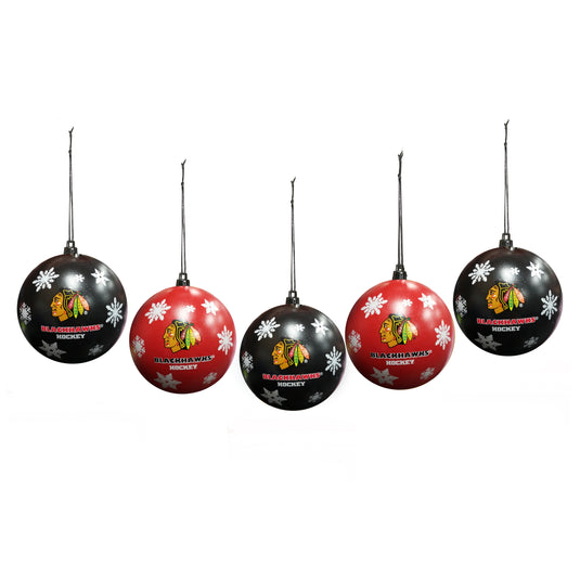 Chicago Blackhawks Snowflake 5pk Shatterproof Ball Ornament