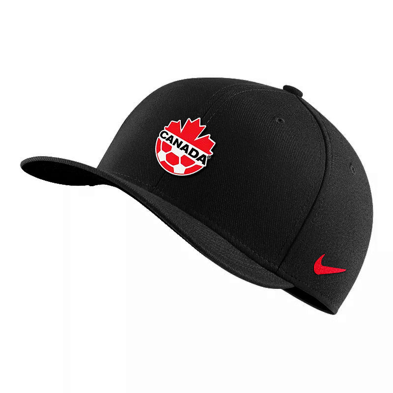 Chargez l&#39;image dans la visionneuse de la galerie, Casquette flexible noire Nike Dri-FIT Swoosh de Canada Soccer
