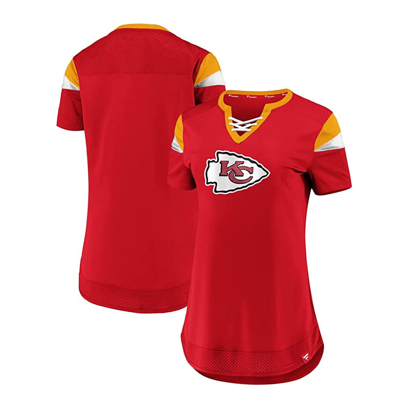 Load image into Gallery viewer, Ladies&#39; Kansas City Chiefs NFL Fanatics Draft Me Lace-Up T-Shirt
