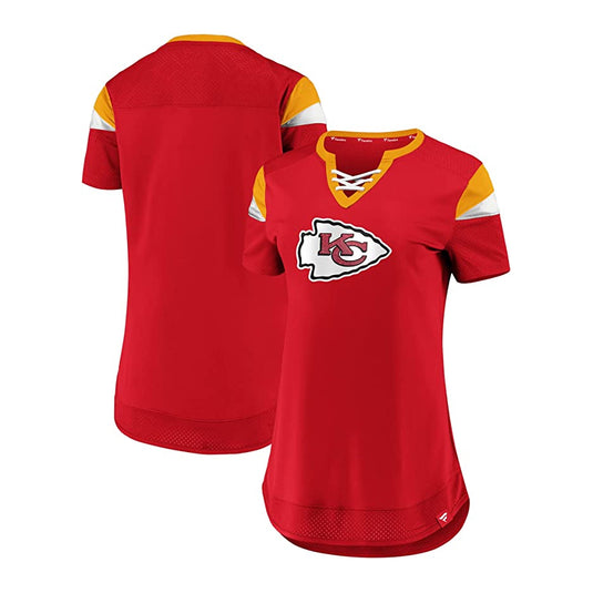 T-shirt à lacets pour femmes des Chiefs de Kansas City NFL Fanatics Draft Me