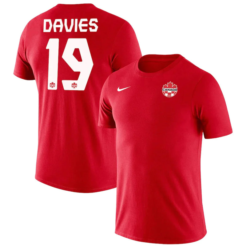 Chargez l&#39;image dans la visionneuse de la galerie, Alphonso Davies T-shirt avec nom et numéro Nike de Canada Soccer pour hommes
