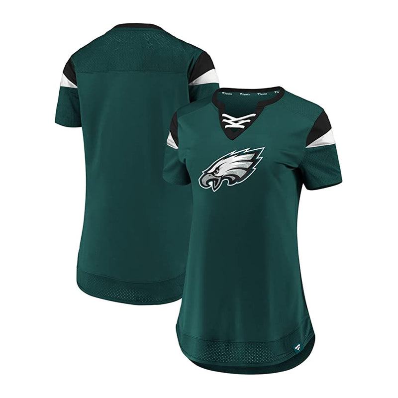 Chargez l&#39;image dans la visionneuse de la galerie, T-shirt à lacets NFL Fanatics Draft Me des Eagles de Philadelphie pour femme
