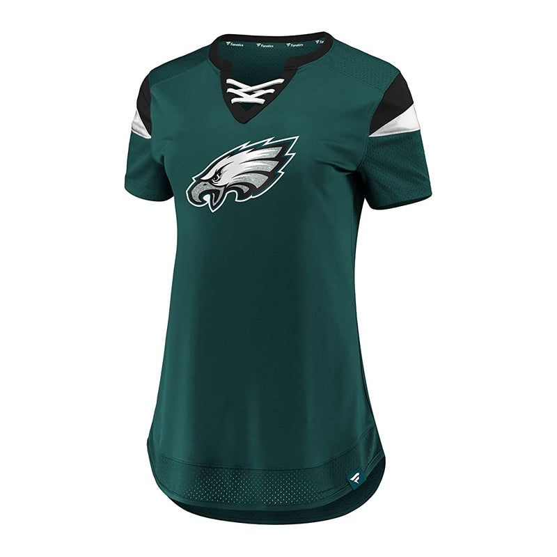 Chargez l&#39;image dans la visionneuse de la galerie, T-shirt à lacets NFL Fanatics Draft Me des Eagles de Philadelphie pour femme
