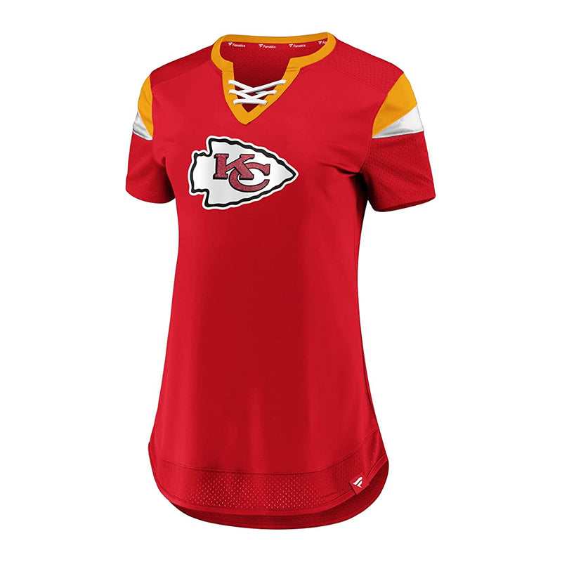 Load image into Gallery viewer, Ladies&#39; Kansas City Chiefs NFL Fanatics Draft Me Lace-Up T-Shirt
