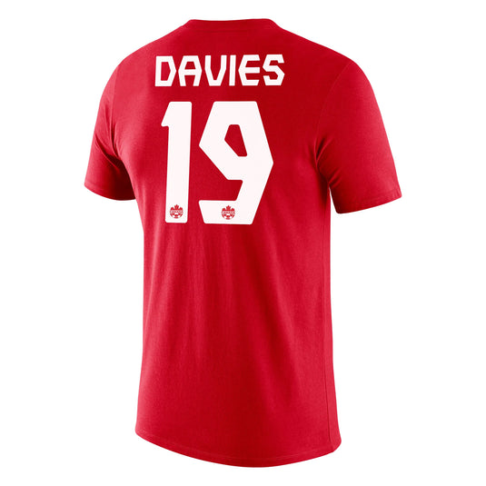 Alphonso Davies T-shirt avec nom et numéro Nike de Canada Soccer pour hommes