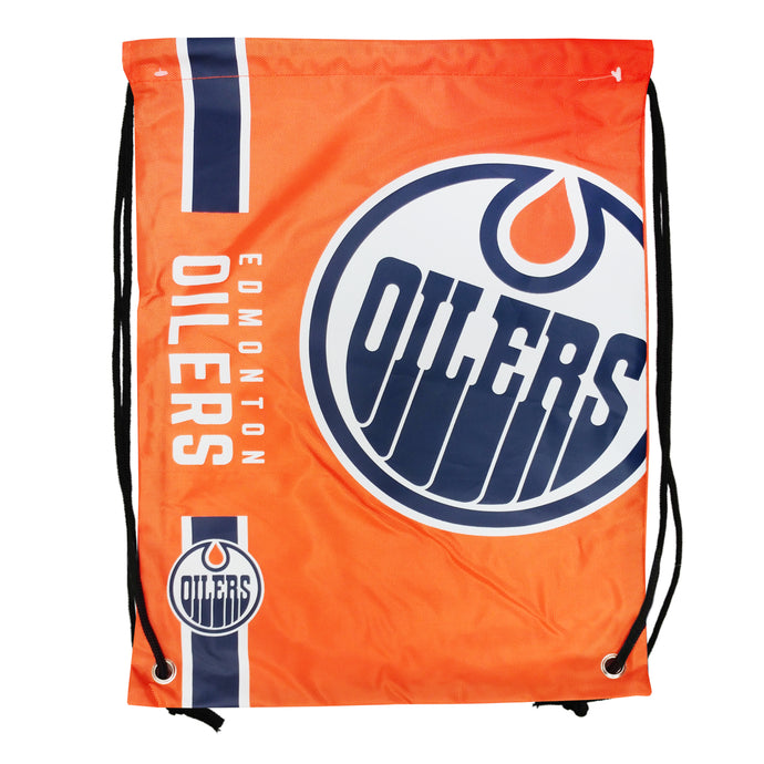 Sac à cordon avec grand logo orange de la LNH des Oilers d'Edmonton