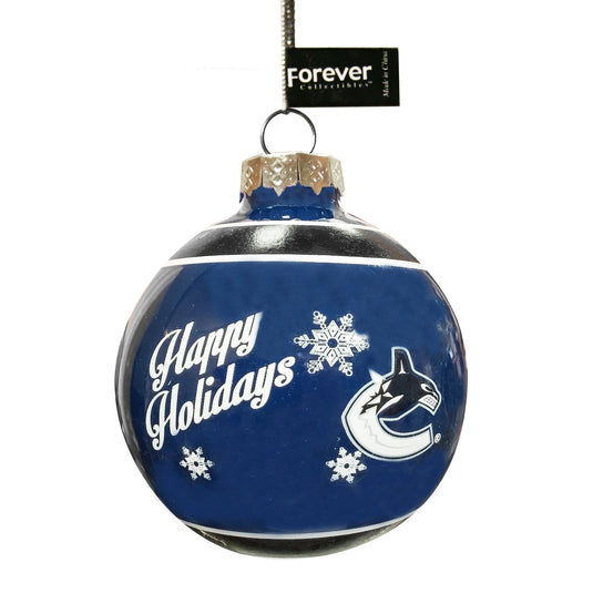 Vancouver Canucks Printed Glass Ball Ornament