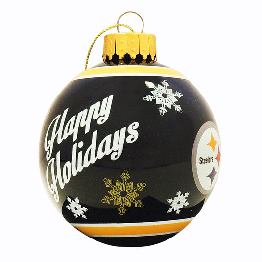 Pittsburgh Steelers Printed Glass Ball Ornament