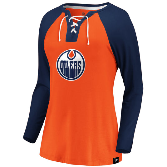 Ladies' Edmonton Oilers NHL Iconic Break Out Lacing Long Sleeve