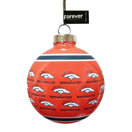 Denver Broncos Printed Glass Ball Ornament
