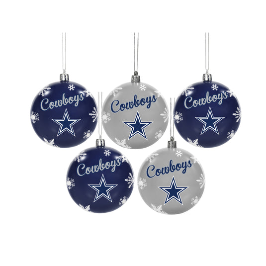 Dallas Cowboys NFL Lot de 5 décorations incassables en forme de flocon de neige