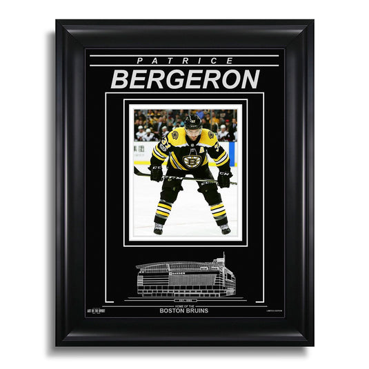 Patrice Bergeron Boston Bruins Engraved Framed Photo - Face Off
