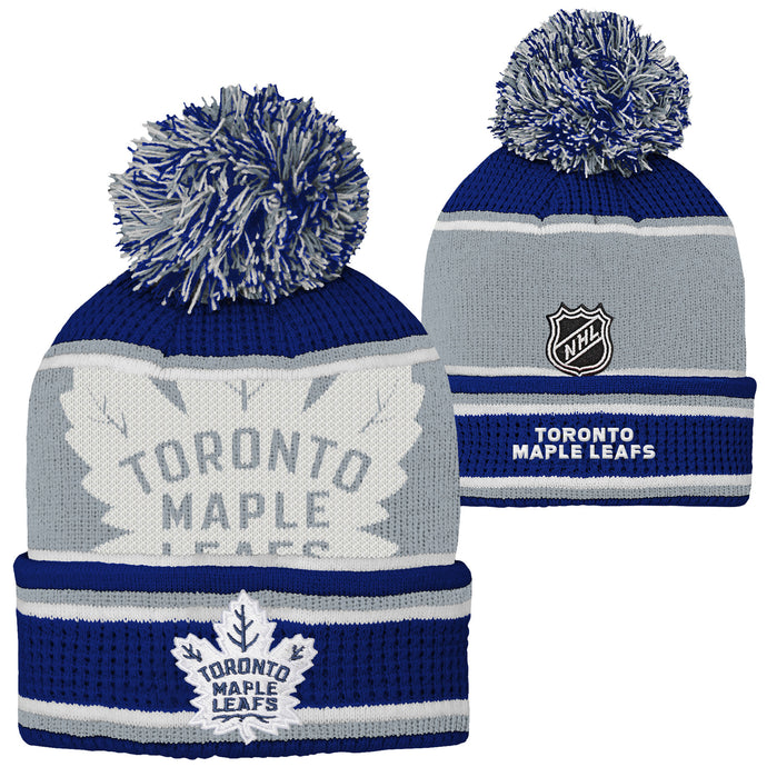 Youth Toronto Maple Leafs NHL Grinder Pom Pom Cuff Knit Toque
