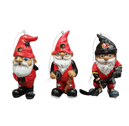 Calgary Flames 3Pk Gnome Ornament Set