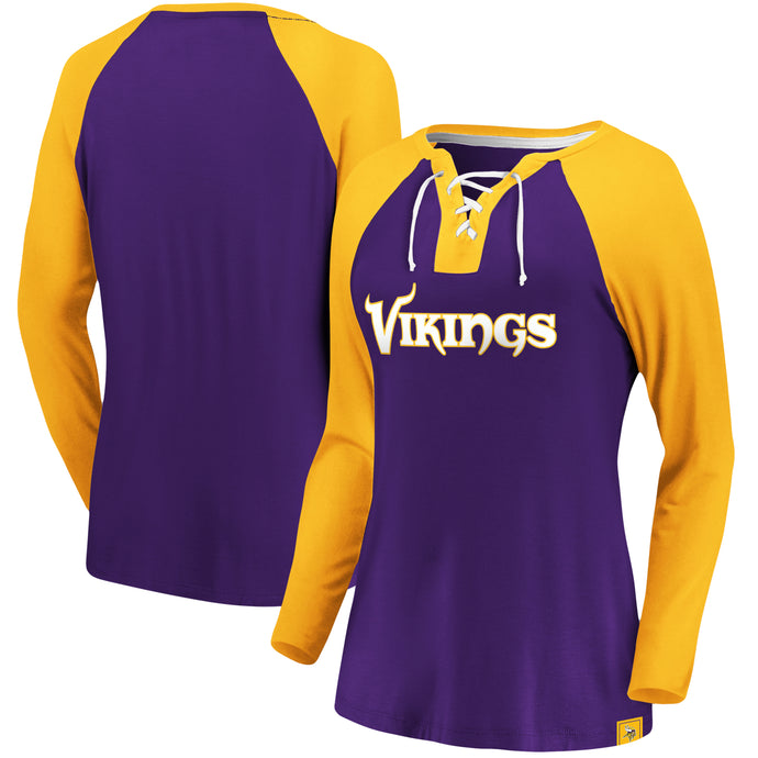 Ladies' Minnesota Vikings NFL Fanatics Break Out Play Lace-Up Long Sleeve