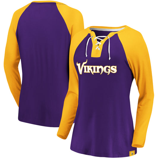 Ladies' Minnesota Vikings NFL Fanatics Break Out Play Lace-Up Long Sleeve