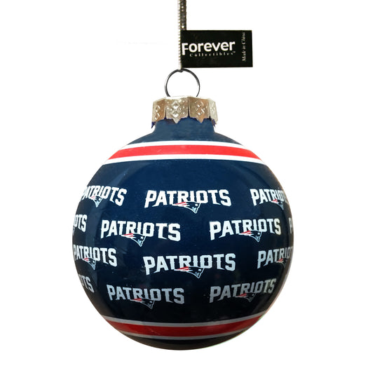 New England Patriots Printed Glass Ball Ornament