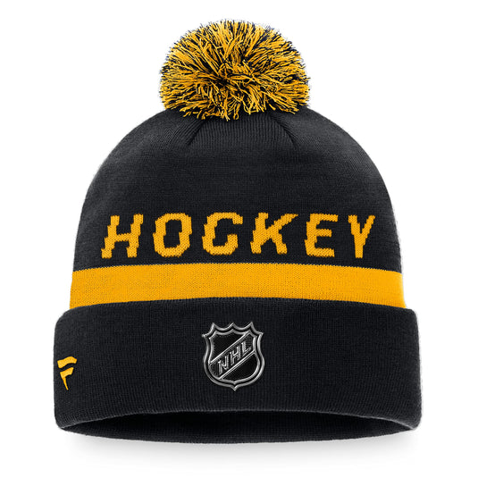 Tuque en tricot à revers des vestiaires de la LNH des Bruins de Boston