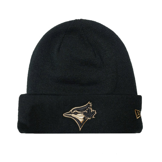 Bonnet avec logo doré noir sur noir MLB des Blue Jays de Toronto