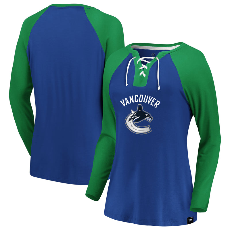 Load image into Gallery viewer, Ladies&#39; Vancouver Canucks NHL Iconic Break Out Lacing Long Sleeve
