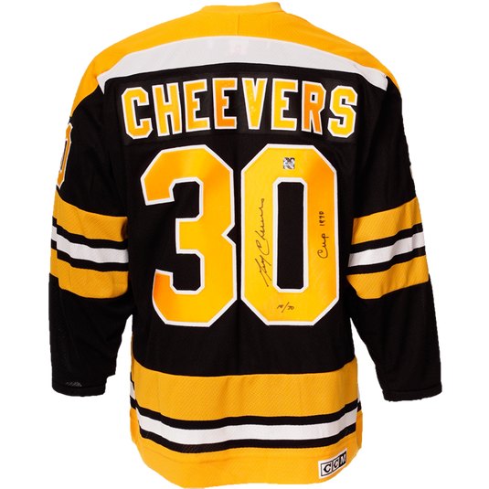 Gerry Cheevers Signed Boston Bruins Vintage Jersey