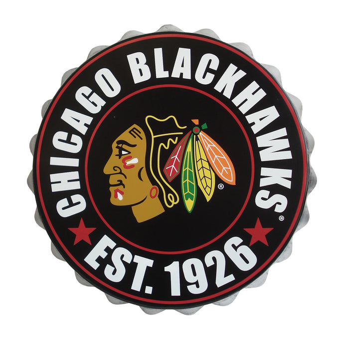Chicago Blackhawks NHL Bottle Cap Wall Logo