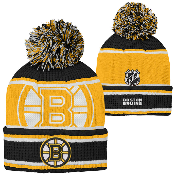 Youth Boston Bruins NHL Grinder Pom Pom Cuff Knit Toque