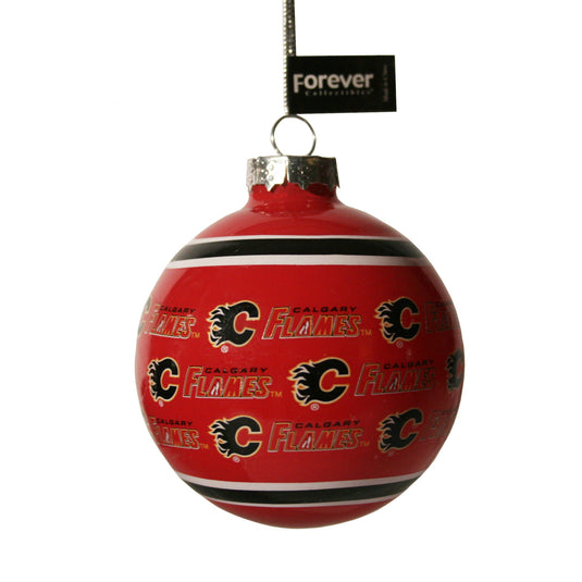 Calgary Flames Printed Glass Ball Ornament