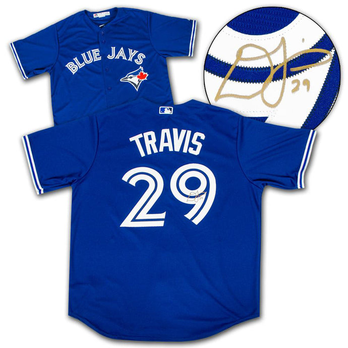 Devon Travis a signé le maillot extérieur des Blue Jays de Toronto 