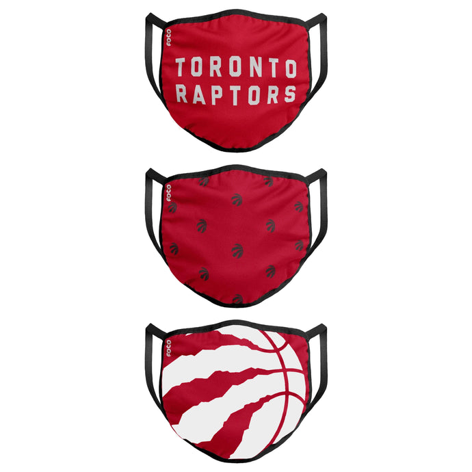 Paquet de 3 couvre-visages réutilisables unisexe des Raptors de Toronto NBA