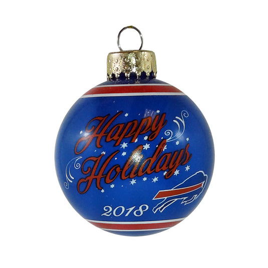 Ornement boule en verre Buffalo Bills NFL Happy Holidays